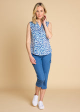 Stretch Denim Cargo Crop Light Denim