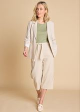Linen Tie Waist Crop Stone