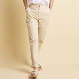 Elastic Back Cotton Turn Up Chino Stone