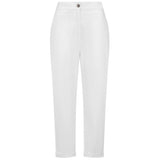 Elastic Back Cotton Turn Up Chino White