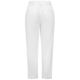 Elastic Back Cotton Turn Up Chino White