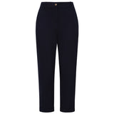 Elastic Back Cotton Turn Up Chino Navy