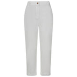 Elastic Back Cotton Turn Up Chino White