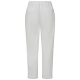 Elastic Back Cotton Turn Up Chino White