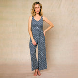 Moss Crepe Print Tie Back Jumpsuit Navy/White