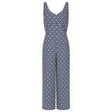 Moss Crepe Print Tie Back Jumpsuit Navy/White