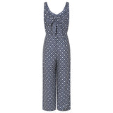 Moss Crepe Print Tie Back Jumpsuit Navy/White