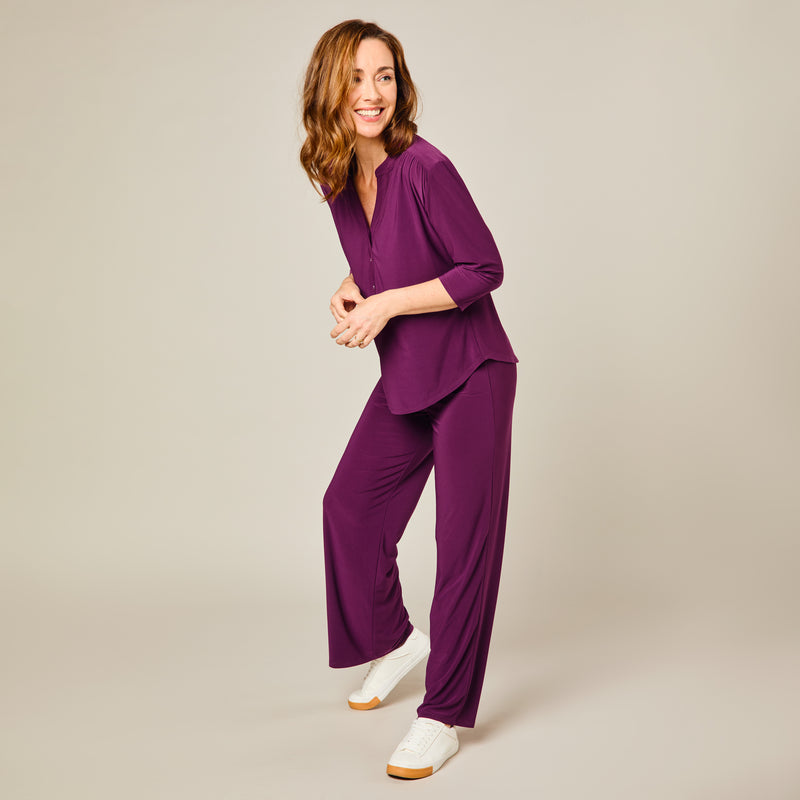 Wide Leg Stretch Trouser Berry