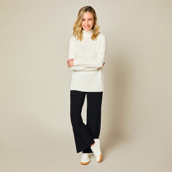 Wide Leg Stretch Trouser Black