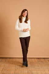 Fleece Lined Pull On Bengaline Trouser Dk Chocolate