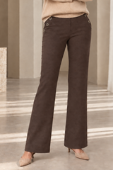 Wide Leg Trousers With Button Detail