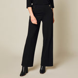 Button Detail Ponte Wide Leg Trouser Black