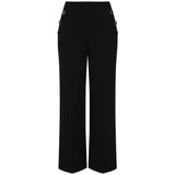 Button Detail Ponte Wide Leg Trouser Black