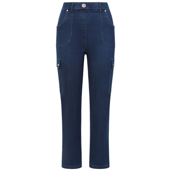Stretch Denim Cargo Trousers Denim Blue