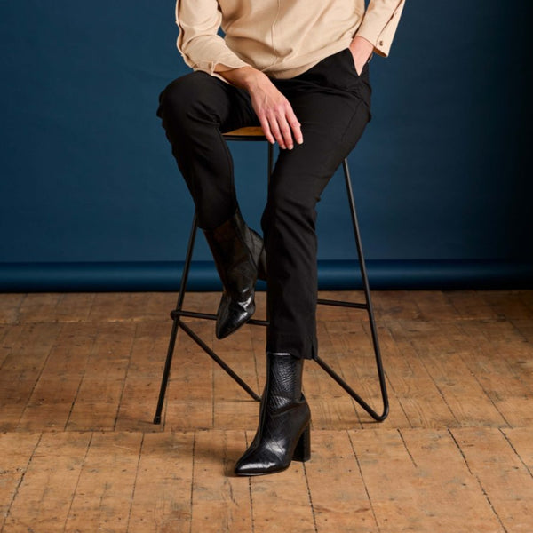 Bengaline Tapered Leg Trousers Black