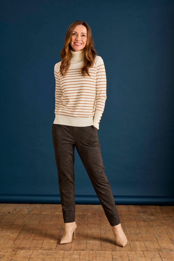 All Over Pattern Ponte Joggers Brown