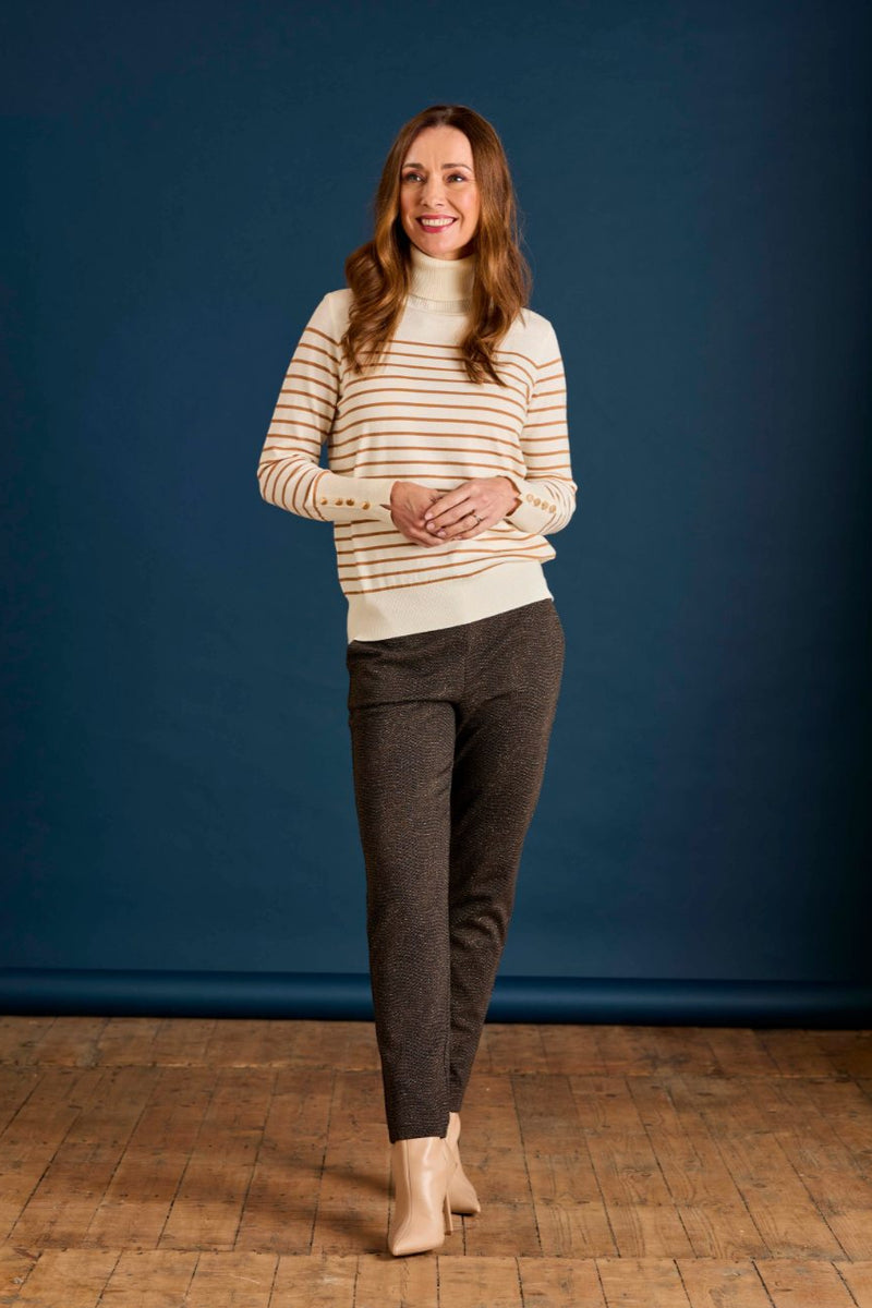 All Over Pattern Ponte Joggers Brown