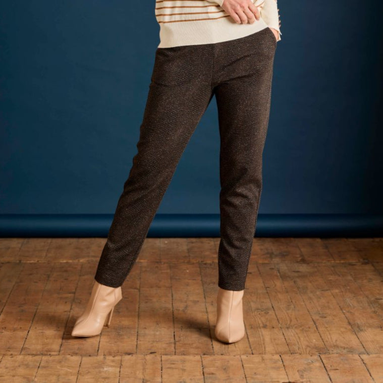 All Over Pattern Ponte Joggers Brown