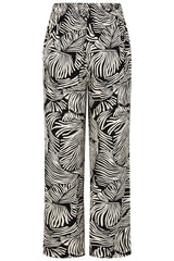 Wide Leg Palm Print Trousers