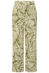 Wide Leg Palm Print Trousers