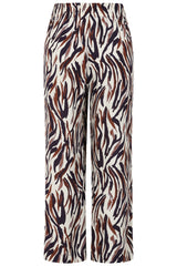 Wide Leg Animal Print Trousers Brown/Ivory