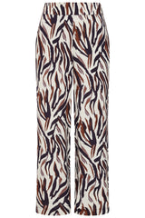 Wide Leg Animal Print Trousers Brown/Ivory