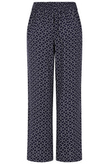 Wide Leg Geo Print Trousers Navy/White