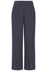 Wide Leg Geo Print Trousers Navy/White