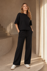 Wide Leg Jersey Trousers