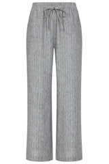 Metallic Stripe Linen-Look Trousers