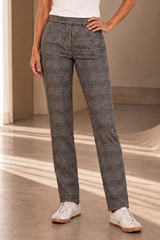Check Ponte Trousers With Pocket Detail
