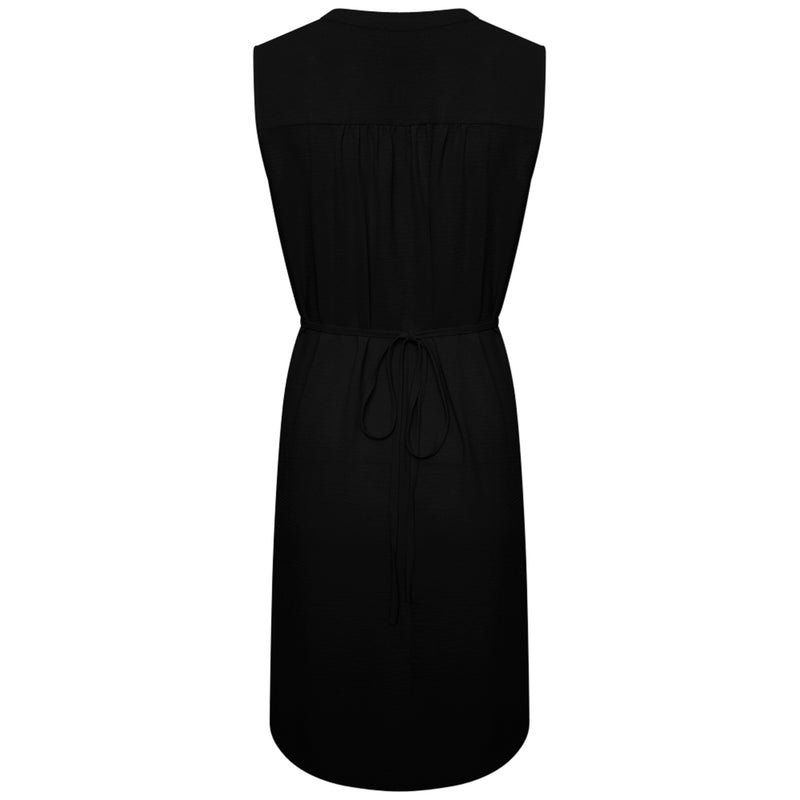 Tie Waist Sleeveless Midi Dress Black
