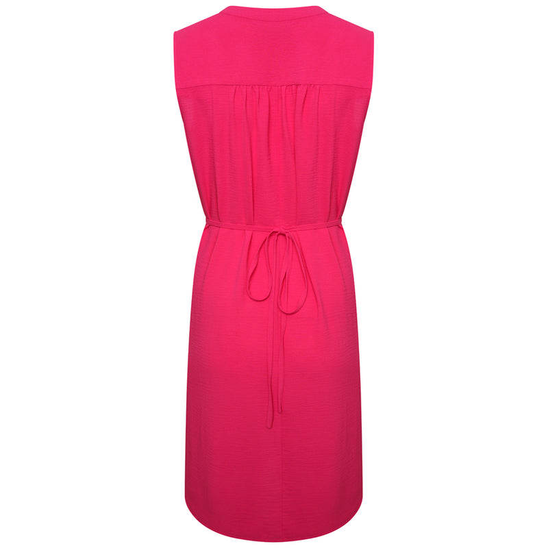 Tie Waist Sleeveless Midi Dress Hot Pink
