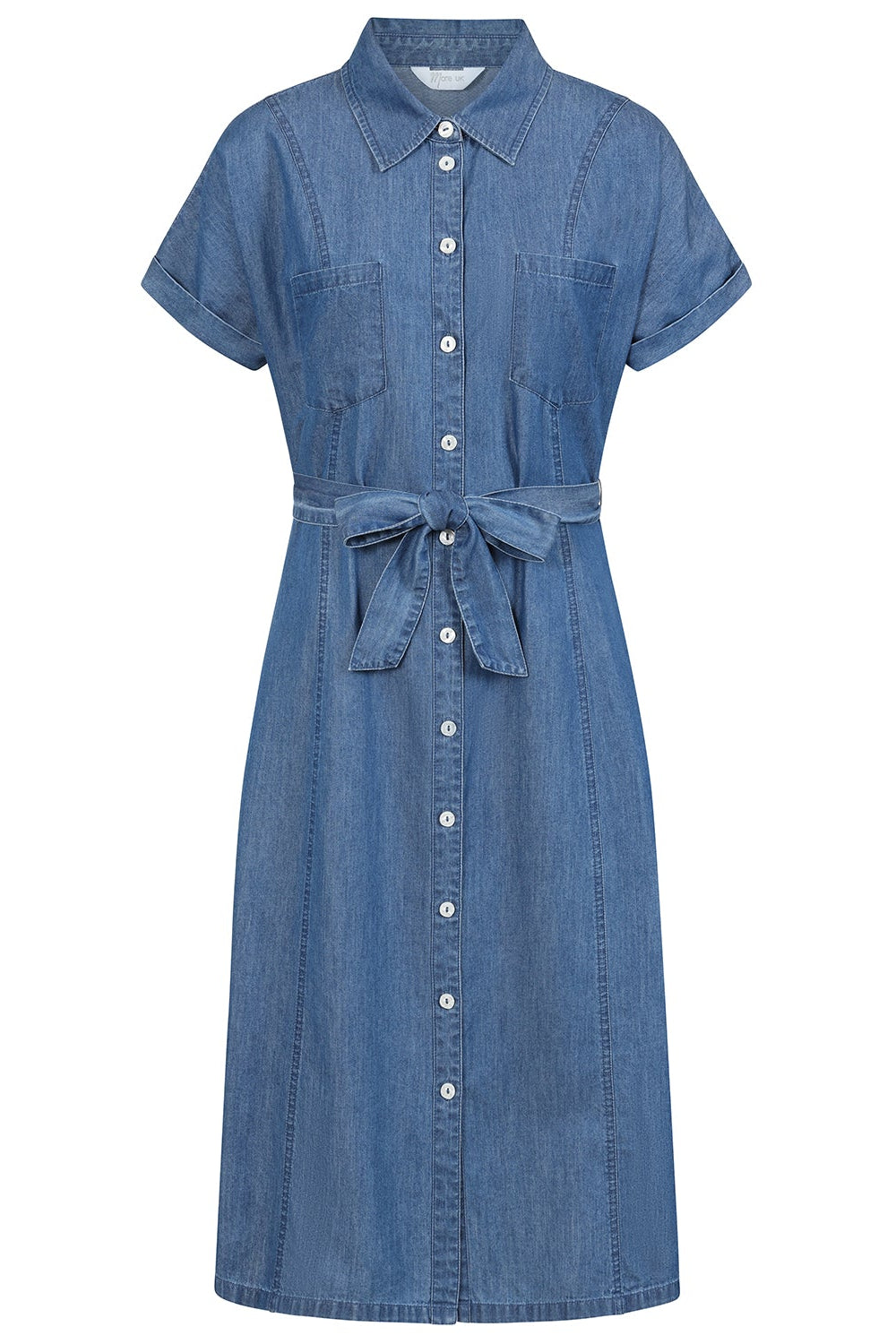 Chambray Tie Waist Shirt Dress – Emreco