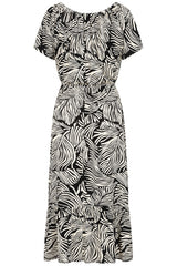 Palm Print Off The Shoulder Dress