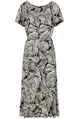 Palm Print Off The Shoulder Dress