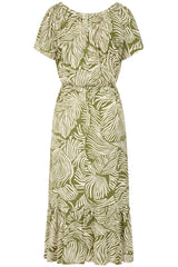 Palm Print Off The Shoulder Dress