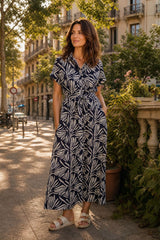 Maxi Palm Print Shirt Dress