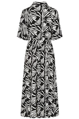 Maxi Palm Print Shirt Dress