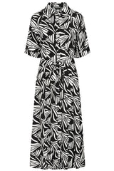 Maxi Palm Print Shirt Dress