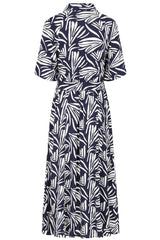 Maxi Palm Print Shirt Dress