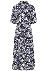Maxi Palm Print Shirt Dress