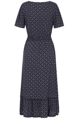 Geo Print Tiered Midi Dress