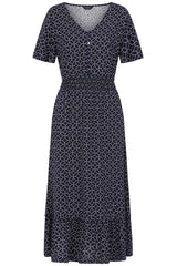 Geo Print Tiered Midi Dress