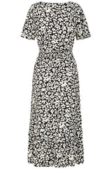 Floral Print Tiered Midi Dress
