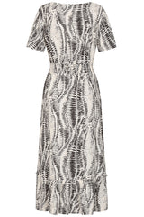 Snake Print Tiered Midi Dress