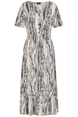 Snake Print Tiered Midi Dress