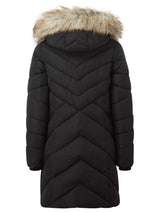 Fur Trim Longline Coat Black