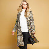 Leopard Print Single Breasted Dress Coat Neutral