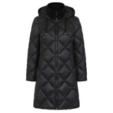 Diamond Quilt Mid Length Coat Black